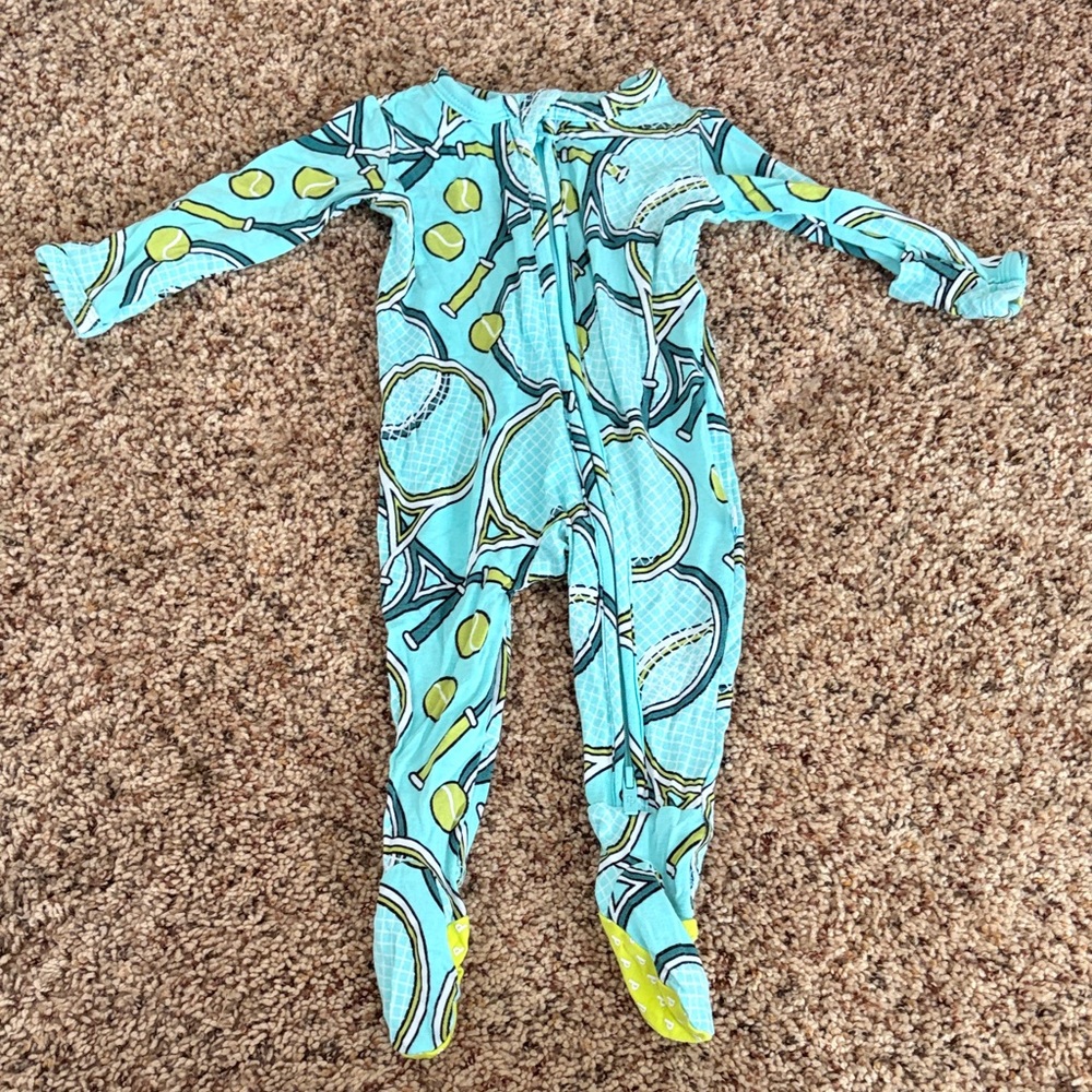 Posh Peanut Aqua Tennis Print Kids Footie